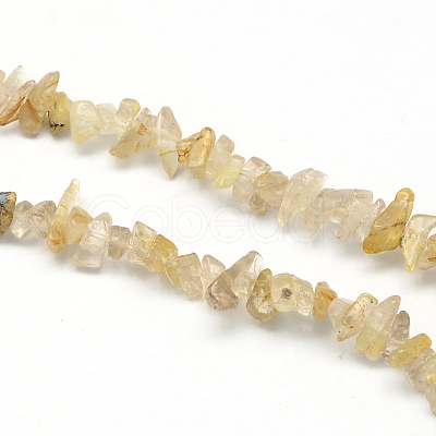 Natural Gold Rutilated Quartz Stone Bead Strands G-R192-A20-1