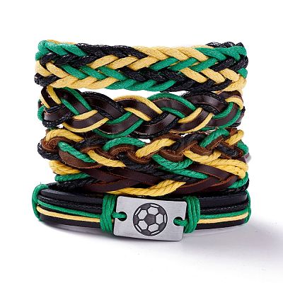 Leather Cord Bracelets Set for Men Women BJEW-C005-02D-1