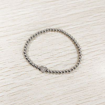 304 Stainless Steel Beads Stretch Bracelets for Women FS-WGC4F34-25-1