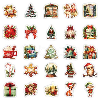 50Pcs Christmas Eve Theme Cartoon Paper Stickers DIY-P085-11-1