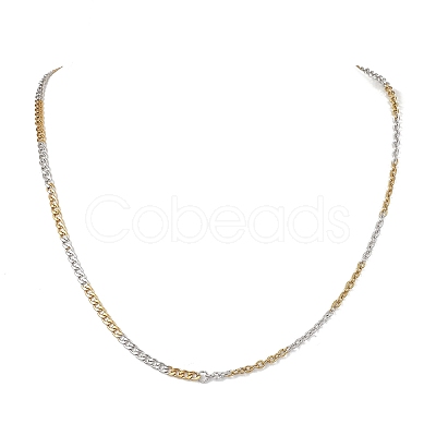 3Pcs 3 Styles Two Tone 304 Stainless Steel Curb Chain & Cable Chain Necklaces for Women Men NJEW-JN05568-1