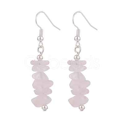 Natural Rose Quartz Chips Beaded Jewelry Set SJEW-JS01232-06-1
