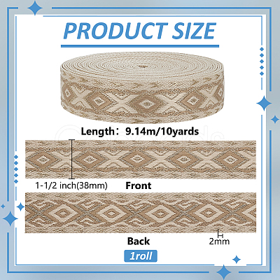 10Yards Ethnic Style Rhombus Polyester Ribbon SRIB-FG0001-35B-1