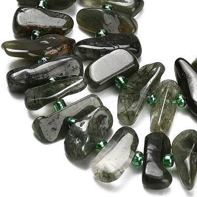 Natural Green Rutilated Quartz Beads Strands G-Z124-B02-01-1