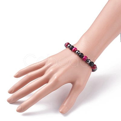 Round Stone Beads Stretch Bracelets BJEW-JB07259-04-1