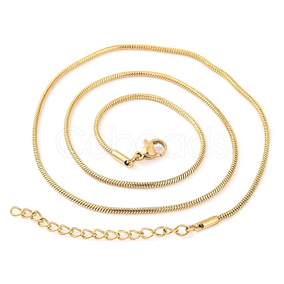 201 Stainless Steel Round Snake Chain Necklaces for Women NJEW-G140-06C-G-1-1