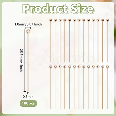 100Pcs Brass Ball Head Pins KK-GO0002-44C-1