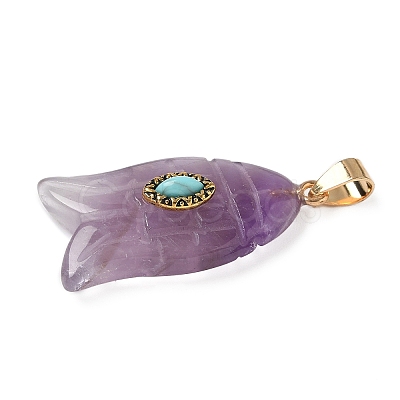 Natural Amethyst & Synthetic Turquoise Carved Pendants X-G-Z084-01G-08-1