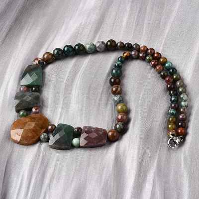 Natural Indian Agate Faceted Bib Graduated Beaded Necklaces for Women NJEW-B128-01E-1