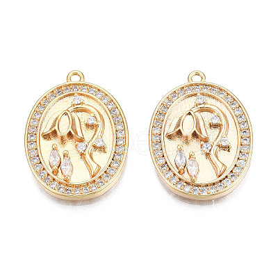 Brass Micro Pave Cubic Zirconia Pendants KK-N216-370-1