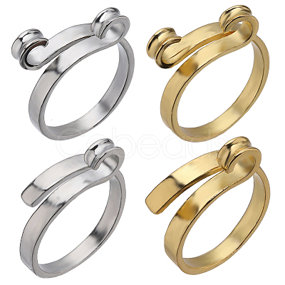 SUNNYCLUE 8Pcs 4 Style Alloy Cuff Rings RJEW-SC0001-10-1