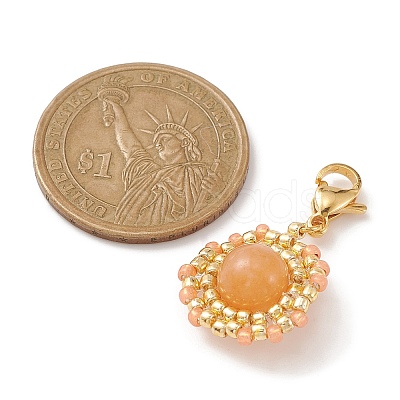 Glass Seed Beads & Gemstone Pendant Decoration HJEW-MZ00034-1