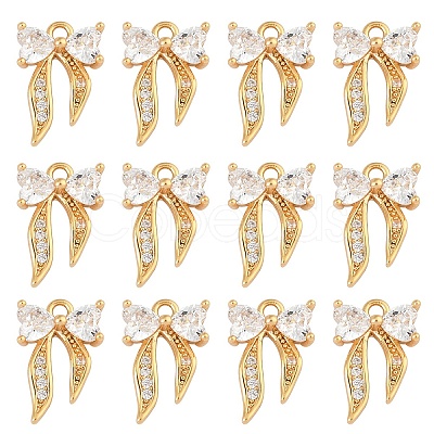 10Pcs Brass Cubic Zirconia Charms KK-YW0003-17-1