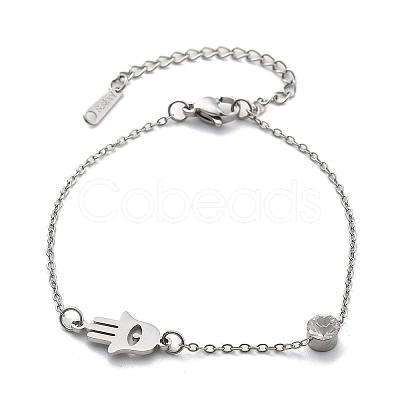 201 Stainless Steel Cable Chain Bracelets BJEW-H205-01A-P-1
