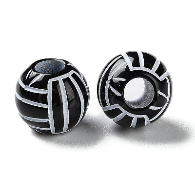 Spray Printed Opaque Acrylic European Beads SACR-P031-06B-01-1