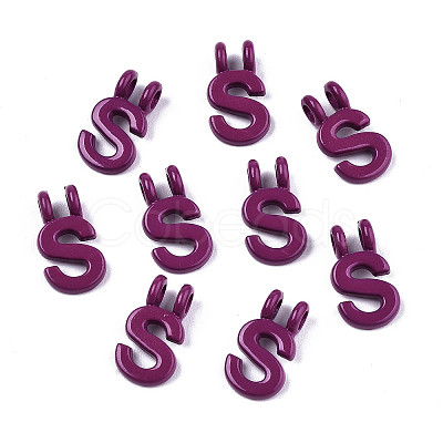 Spray Painted Alloy  2-Loop Link Pendants PALLOY-T075-48S-RS-1