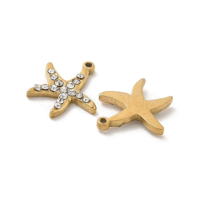 304 Stainless Steel Rhinestone Starfish STAS-I322-34G-01-1