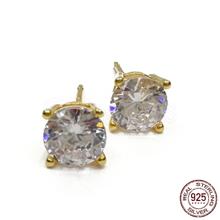 925 Sterling Silver Stud Earrings EJEW-K265-01G-1