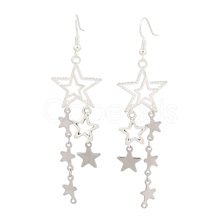 304 Stainless Steel Star Dangle Earrings EJEW-TA00624-1