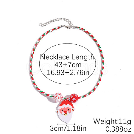 Christmas Acrylic Pendant Polyester Cord Necklaces with Alloy End Chains FS-WG3DBCD-02-1