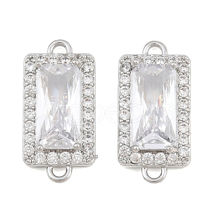 Brass Micro Pave Clear Cubic Zirconia Connector Charms CU-CBA7BFE-01B-P-1