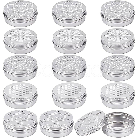 BENECREAT 15Pcs 5 Style 60ML Aluminium Shallow Round Candle Tins AJEW-BC0003-61B-1