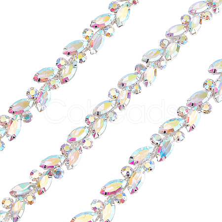 1 Yard(91.4cm) Iron Glass Rhinestone Strass Chains FIND-GF0002-38A-1