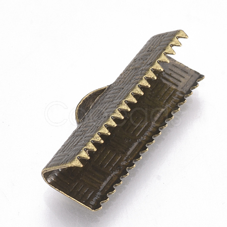Brass Ribbon Crimp Ends X-KK-Q747-10F-AB-1