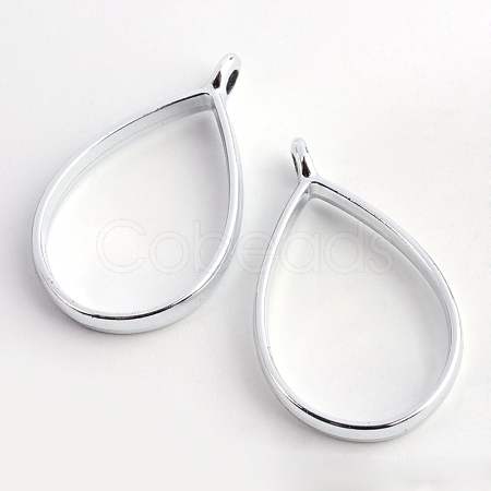Rack Plating Alloy Teardrop Open Back Bezel Pendants PALLOY-S047-29D-FF-1