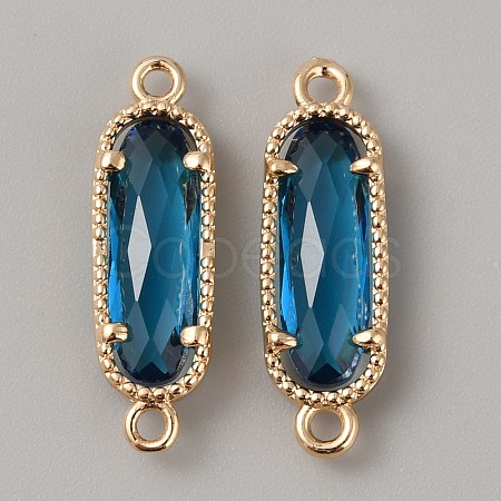 Golden Plated Brass Pave Glass Connector Charms FIND-WH0110-728G-07-1