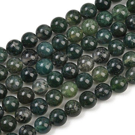Natural Moss Agate Beads Strands G-F453-8mm-1