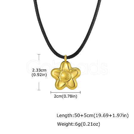 304 Stainless Steel Pendant Adjustable Black Waxed Cord Necklaces for Women WG4D27E-04-1