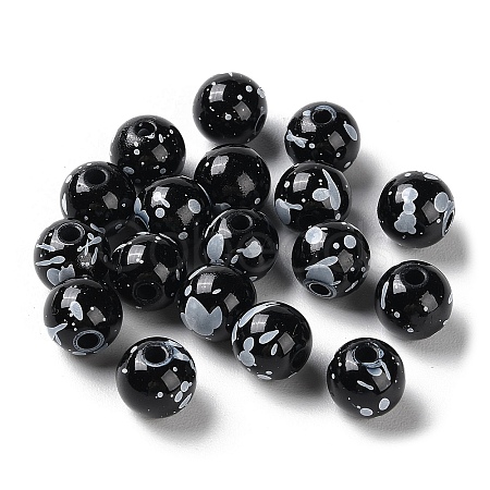 Printed Opaque Acrylic Round Beads ACRP-P001-01B-02-1