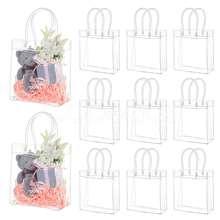 Valentine's Day Rectangle Transparent PVC Storage Bags with Handle ABAG-WH0038-38-1