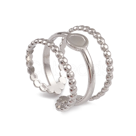 Non-Tarnish 304 Stainless Steel Triple Line Open Cuff Ring Findings RJEW-G285-32P-1