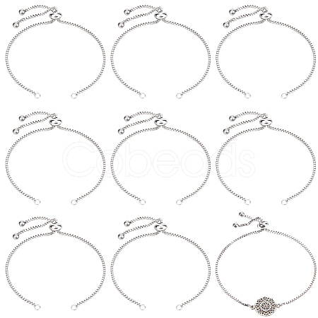 Beebeecraft 10Pcs Adjustable 304 Stainless Steel Slider Bracelets Making STAS-BBC0003-01-1