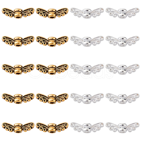 Tibetan Style Alloy Fairy Wing Beads TIBEB-PH0004-81-WH-1