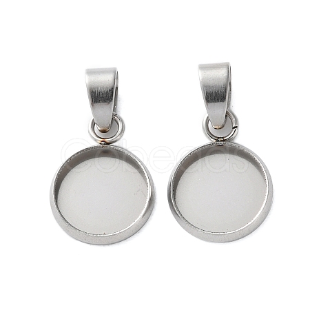 304 Stainless Steel Pendant Cabochon Settings STAS-L282-010P-03-1