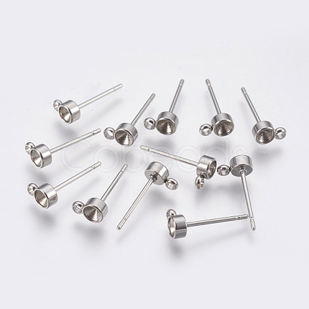 Non-Tarnish 201 Stainless Steel Stud Earring Findings STAS-P196-05-1