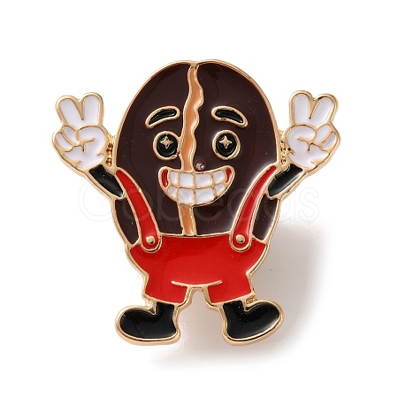 Cheerful Coffee Bean Enamel Brooches AL-I003-03G-02-1
