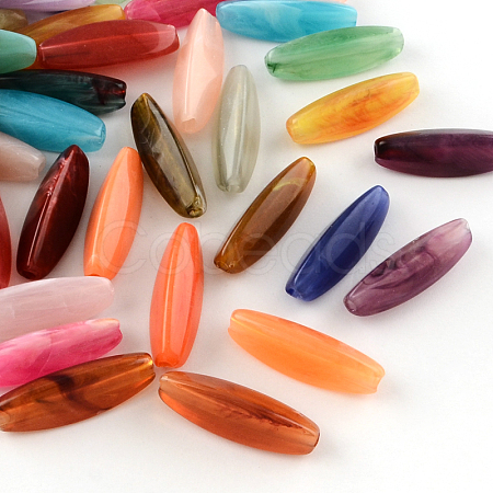 Rice Imitation Gemstone Acrylic Beads X-OACR-R035-M-1