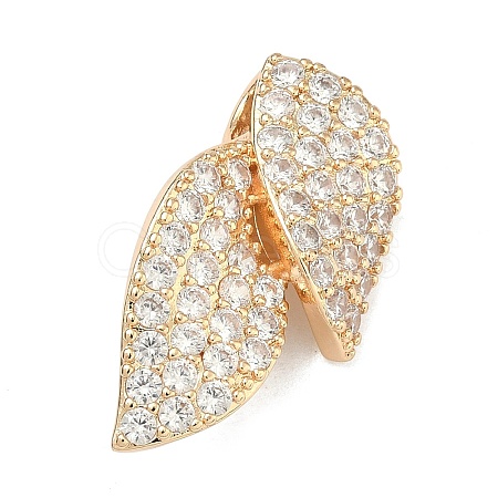 Leaf Brass Micro Pave Cubic Zirconia Enhancer Shortener Bails KK-F934-07D-G-1