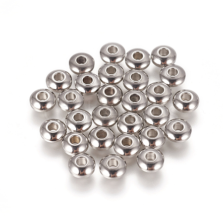 Tarnish Resistant 304 Stainless Steel Smooth Rondelle Beads X-STAS-M006-03-1