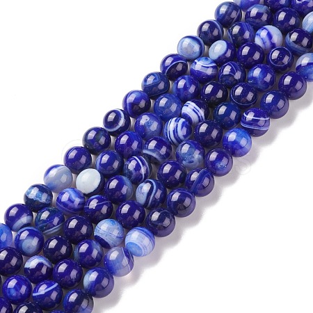 Natural Striped Agate/Banded Agate Beads Strands G-G582-10mm-64-1