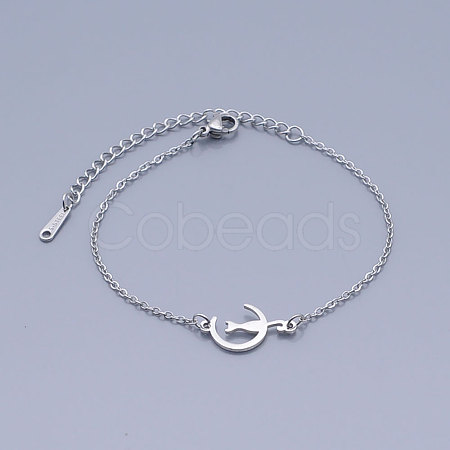 Tarnish Resistant 201 Stainless Steel Kitten Link Bracelets BJEW-T011-JN474-1-1