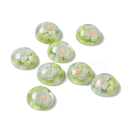 Transparent Flower Resin Cabochons RESI-G034-B04-1