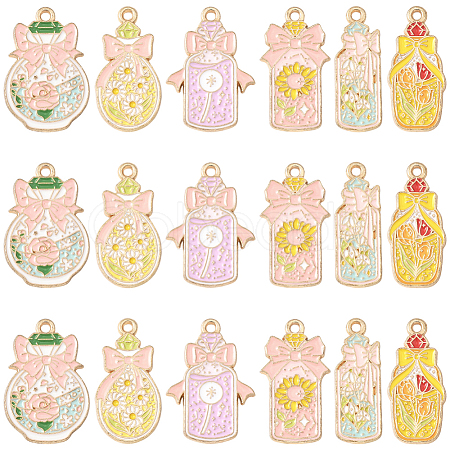 24Pcs 6 Styles Zinc Alloy Enamel Pendants FIND-SC0020-77-1