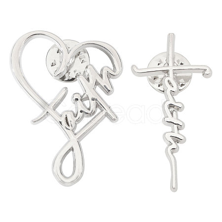 4Pcs 2 Styles Faith Theme Zinc Alloy Brooch JEWB-CA0001-90-1