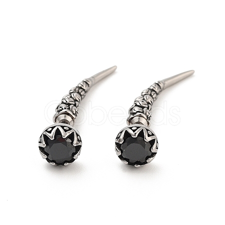 Rose Flower 316 Surgical Stainless Steel Pave Cubic Zirconia Ear False Plugs for Women EJEW-Z050-45D-AS-1