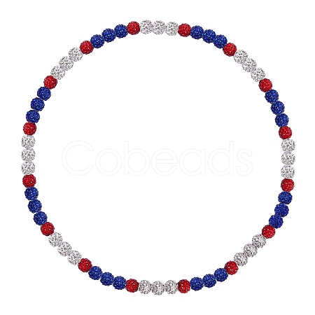 Polymer Clay Rhinestone Round Beaded Necklaces NJEW-SW00049-02-1